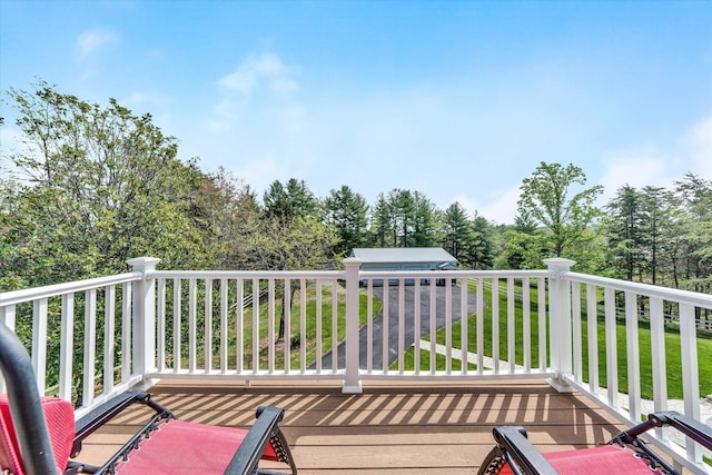 145 W Arrowhead Ct, Troutville, VA 24175 - wooden terrace featuring view of scattered trees