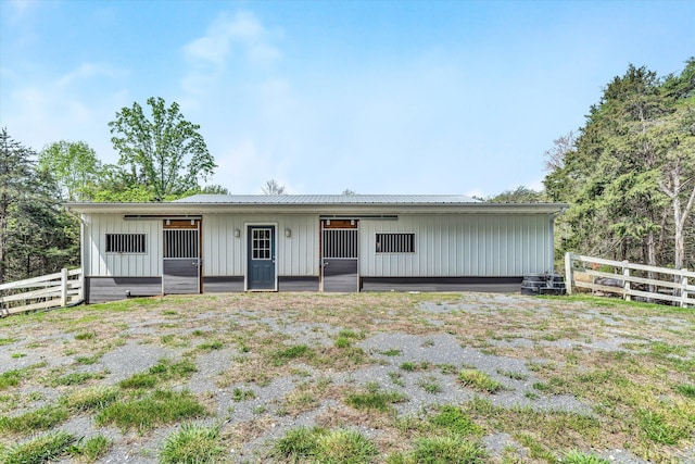 145 W Arrowhead Ct, Troutville, VA 24175 - view of front of property with an exterior structure, metal roof, an outdoor structure, and board and batten siding