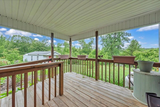 1320 Horseshoe Point Rd, Henry, VA 24102 - wooden terrace with view of scattered trees