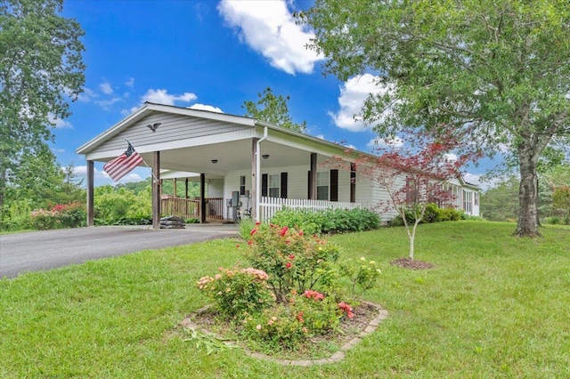 1320 Horseshoe Point Rd, Henry, VA 24102 - view of front of home featuring a front lawn, asphalt driveway, and a carport