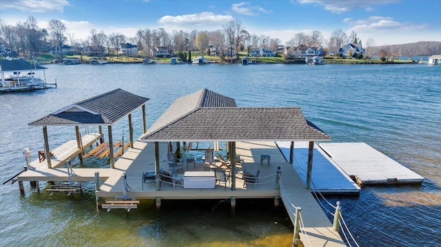 95 Shoreline Cir, Penhook, VA 24137 - dock area with boat lift and a water view
