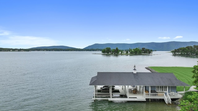 392 Carrs Point Ln, Moneta, VA 24121 - dock area featuring boat lift and a water and mountain view
