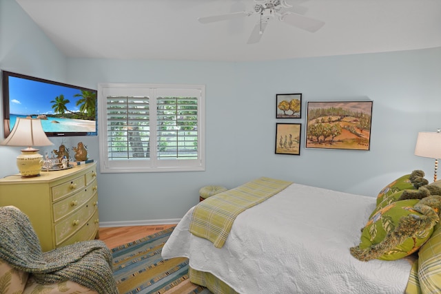 392 Carrs Point Ln, Moneta, VA 24121 - bedroom featuring wood finished floors, baseboards, and ceiling fan