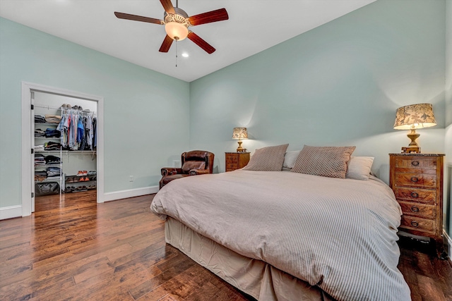 4742 Leigh Ln, Roanoke, VA 24018 - bedroom with a spacious closet, wood finished floors, baseboards, recessed lighting, and a closet