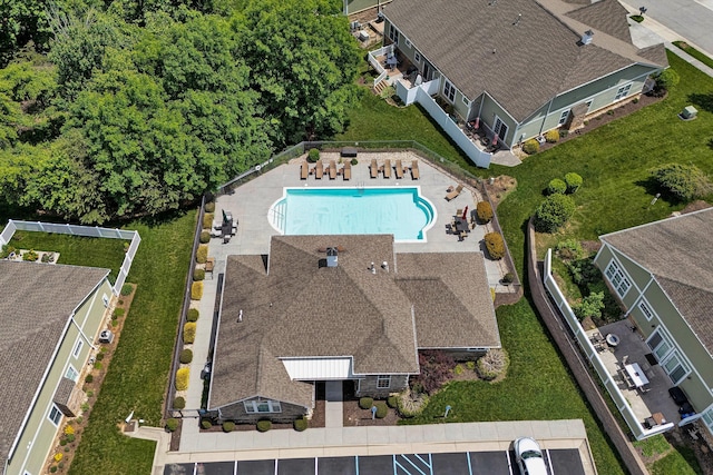 4742 Leigh Ln, Roanoke, VA 24018 - aerial view of property and surrounding area with a pool area