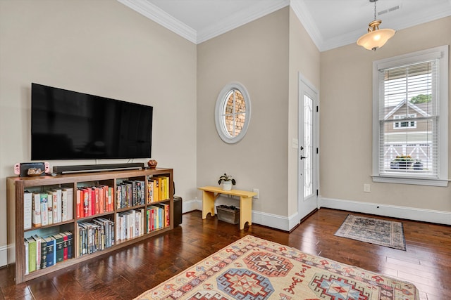 4742 Leigh Ln, Roanoke, VA 24018 - entryway with wood-type flooring, ornamental molding, and baseboards