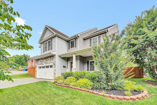 1407 Brandon Ave SW, Roanoke, VA 24015 - view of front of property featuring a garage, driveway, and stone siding
