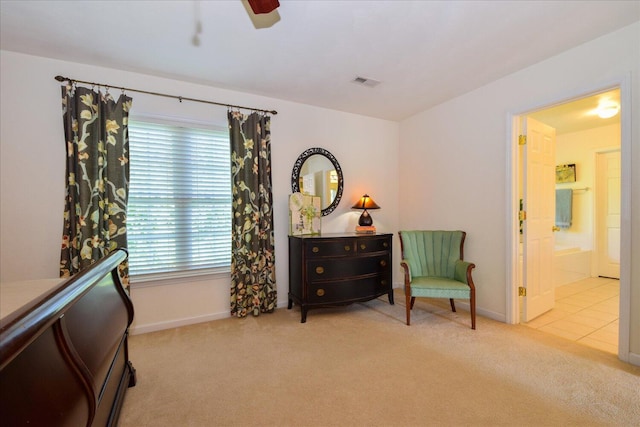7635 Peebles Ln, Roanoke, VA 24018 - sitting room featuring carpet, baseboards, and a ceiling fan