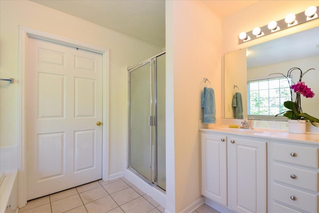 7635 Peebles Ln, Roanoke, VA 24018 - bathroom featuring a stall shower, tile patterned floors, and vanity