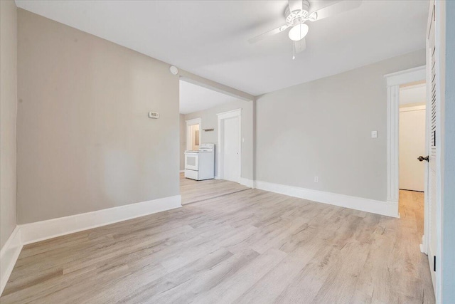 1120 6th St SE, Roanoke, VA 24013 - spare room featuring light wood-style floors, ceiling fan, and baseboards