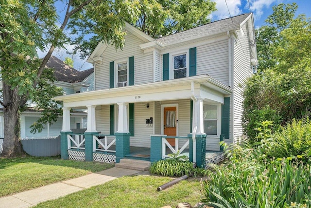 1120 6th St SE, Roanoke, VA 24013 - view of front of home featuring covered porch, a front yard, and roof with shingles