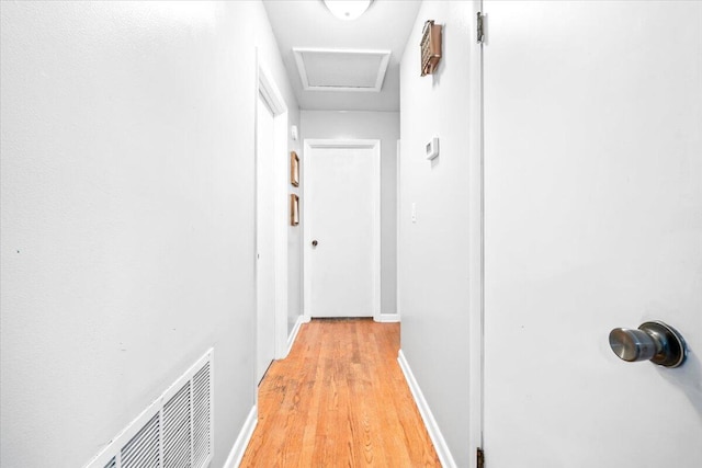 2136 Bainbridge Dr, Salem, VA 24153 - corridor with light wood-style flooring, baseboards, and attic access