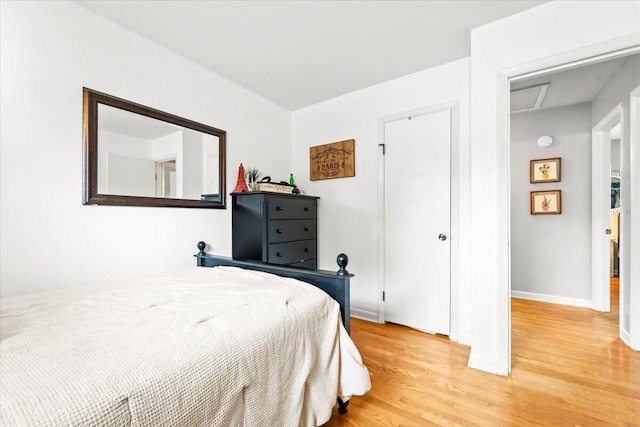 2136 Bainbridge Dr, Salem, VA 24153 - bedroom featuring light wood finished floors, baseboards, and attic access