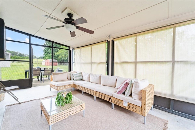 2136 Bainbridge Dr, Salem, VA 24153 - sunroom / solarium with a ceiling fan and outdoor lounge area