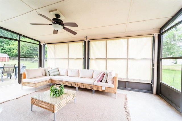 2136 Bainbridge Dr, Salem, VA 24153 - sunroom / solarium featuring a ceiling fan and an outdoor hangout area