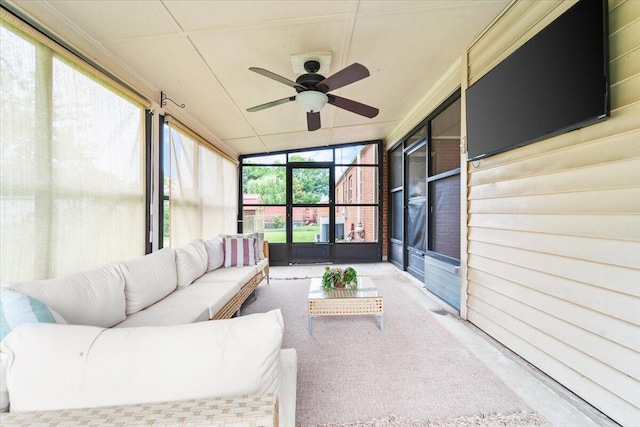 2136 Bainbridge Dr, Salem, VA 24153 - sunroom featuring ceiling fan and outdoor lounge area