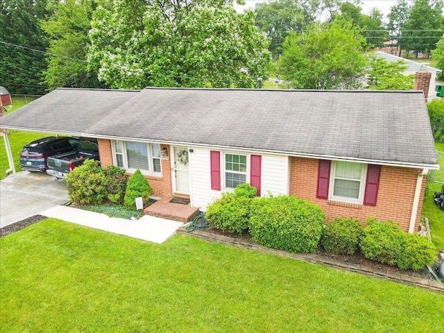 2136 Bainbridge Dr, Salem, VA 24153 - ranch-style home with brick siding, driveway, and a front lawn