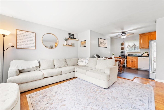 2136 Bainbridge Dr, Salem, VA 24153 - living area with dark wood-style floors and ceiling fan