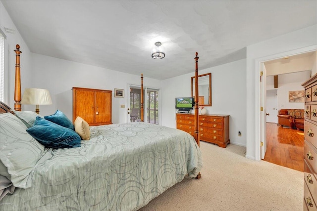 48 Overlook Rd, Hardy, VA 24101 - bedroom with light colored carpet, access to exterior, and baseboards