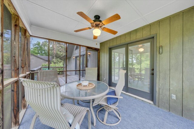 48 Overlook Rd, Hardy, VA 24101 - sunroom with outdoor dining space and ceiling fan