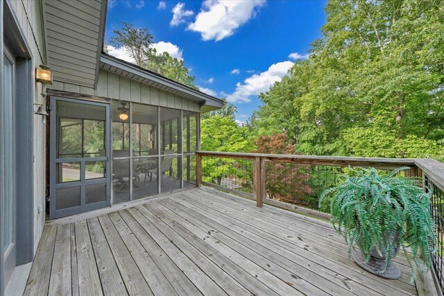 48 Overlook Rd, Hardy, VA 24101 - deck featuring a sunroom