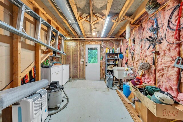48 Overlook Rd, Hardy, VA 24101 - below grade area featuring washing machine and dryer and a sink
