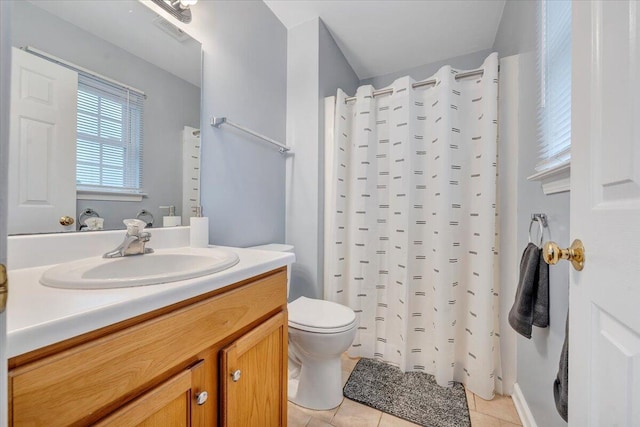 1152 Murray Ave SE, Roanoke, VA 24013 - bathroom with vanity, tile patterned flooring, toilet, and curtained shower