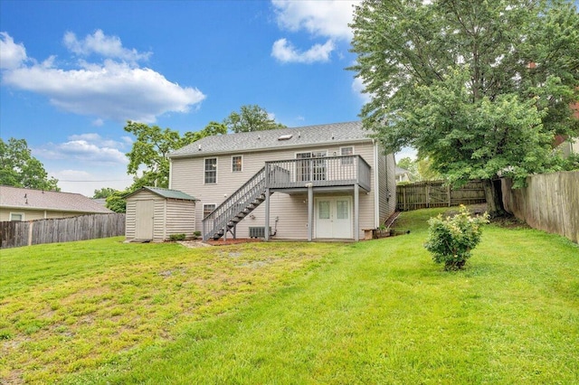1152 Murray Ave SE, Roanoke, VA 24013 - back of property featuring a deck, stairway, and central AC