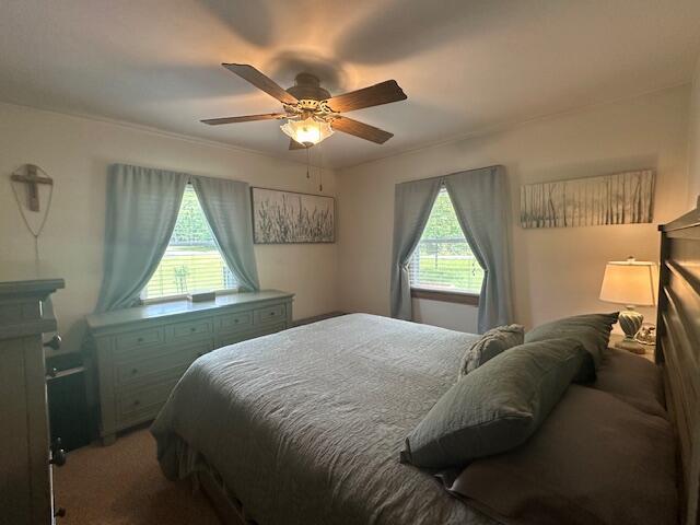 586 Graceland Dr, Bassett, VA 24055 - carpeted bedroom with a ceiling fan