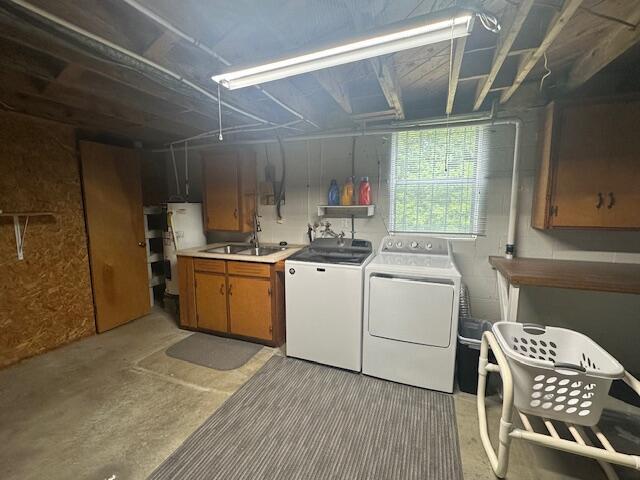586 Graceland Dr, Bassett, VA 24055 - laundry room featuring washing machine and clothes dryer and cabinet space