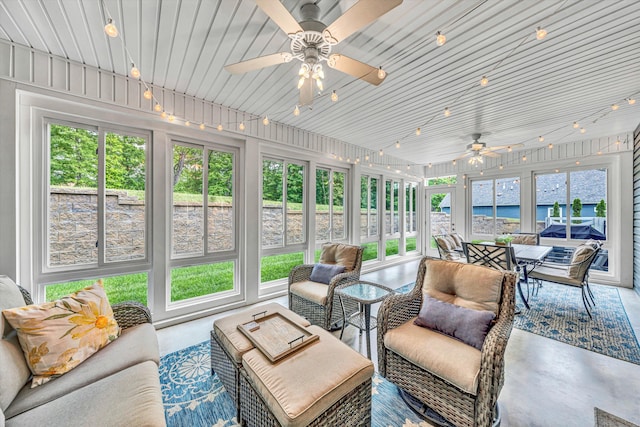 700 Thornblade Way, Blue Ridge, VA 24064 - sunroom with ceiling fan, outdoor lounge area, and outdoor dining space
