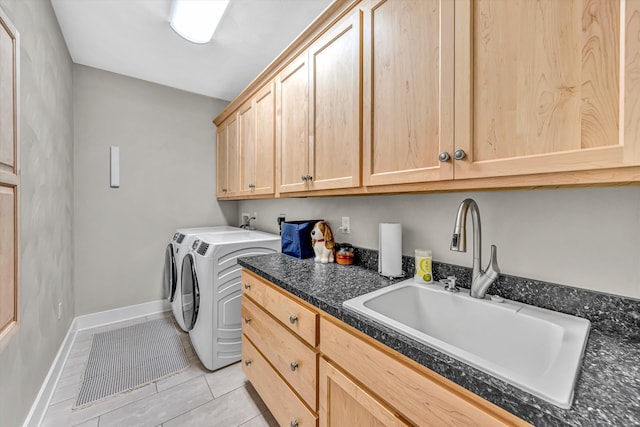 700 Thornblade Way, Blue Ridge, VA 24064 - laundry room with cabinet space, washing machine and dryer, light tile patterned floors, and baseboards