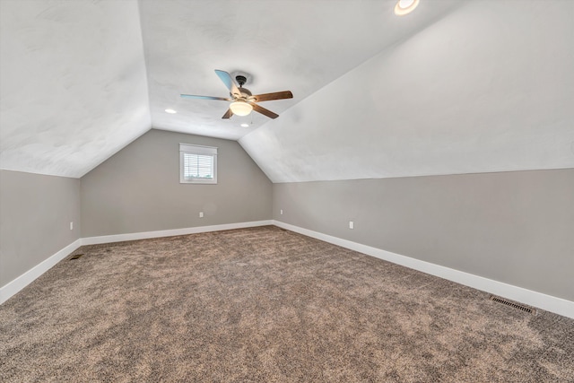 700 Thornblade Way, Blue Ridge, VA 24064 - bonus room featuring baseboards, vaulted ceiling, ceiling fan, carpet, and recessed lighting