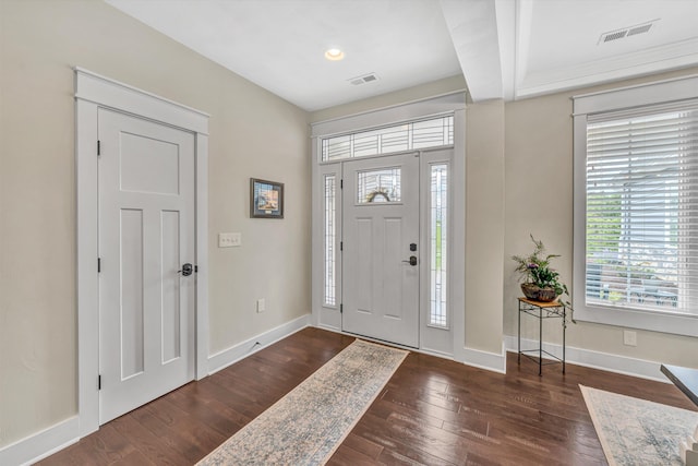 700 Thornblade Way, Blue Ridge, VA 24064 - entrance foyer featuring plenty of natural light, dark wood finished floors, baseboards, and recessed lighting