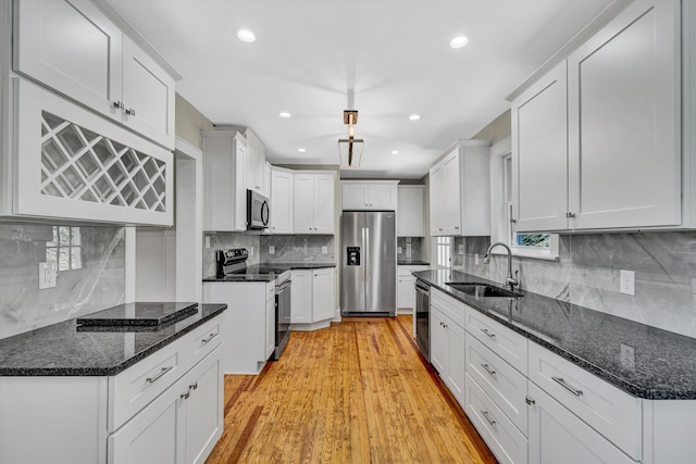 4816 Colonial Ave, Roanoke, VA 24018 - kitchen featuring stainless steel appliances, a sink, decorative backsplash, white cabinets, and recessed lighting
