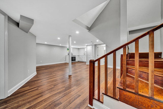 4816 Colonial Ave, Roanoke, VA 24018 - stairway featuring wood finished floors, recessed lighting, and baseboards