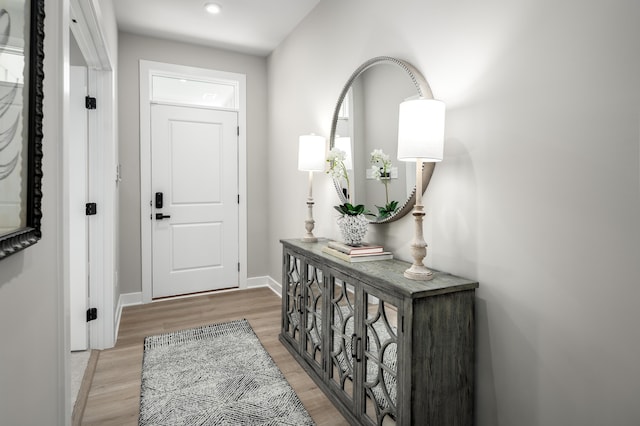 7272 Fairway Ridge Cir, Salem, VA 24153 - entryway with light wood finished floors, baseboards, and recessed lighting