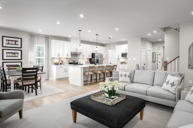 7272 Fairway Ridge Cir, Salem, VA 24153 - living area featuring light wood-style floors and recessed lighting
