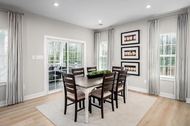 7272 Fairway Ridge Cir, Salem, VA 24153 - dining area featuring light wood-type flooring, plenty of natural light, recessed lighting, and baseboards