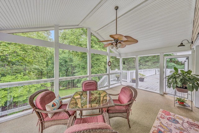 402 Anchor Dr, Moneta, VA 24121 - sunroom with a ceiling fan and vaulted ceiling