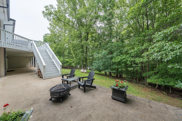 402 Anchor Dr, Moneta, VA 24121 - view of patio with a fire pit and stairs
