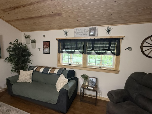 7506 Roaring Run Rd Unit 1, Covington, VA 24426 - living area with wood ceiling, wood finished floors, and baseboards
