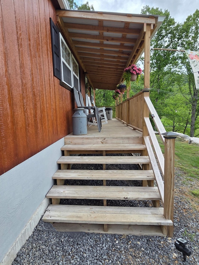 7506 Roaring Run Rd Unit 1, Covington, VA 24426 - wooden terrace with stairs