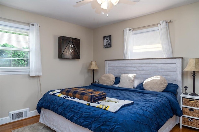 160 Mountain View Dr, Rocky Mount, VA 24151 - bedroom featuring wood finished floors, baseboards, and a ceiling fan