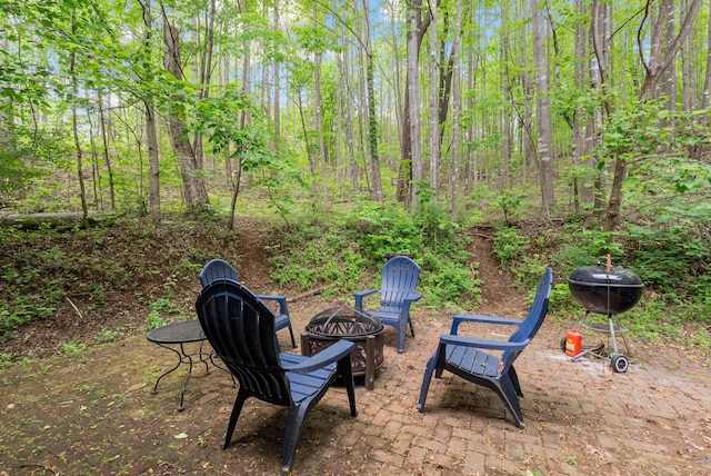1539 Wheats Valley Rd, Bedford, VA 24523 - view of yard featuring an outdoor fire pit and a patio area