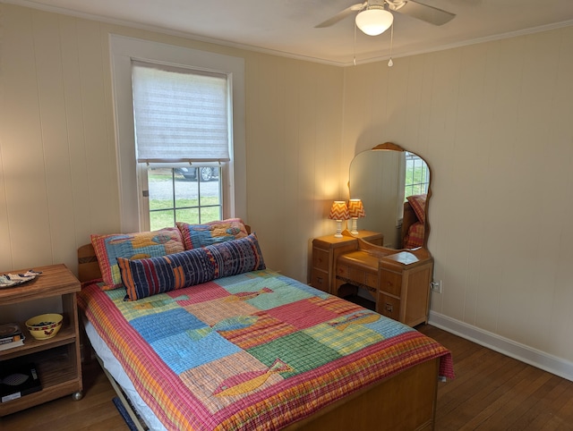 150 Harvey St, Rocky Mount, VA 24151 - bedroom featuring wood finished floors, crown molding, baseboards, and a ceiling fan
