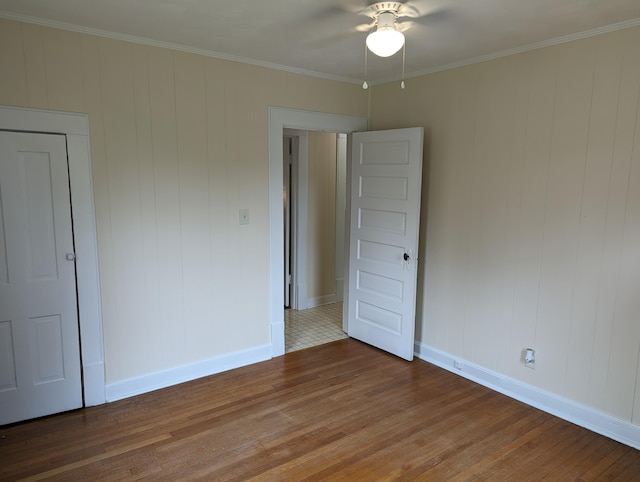 150 Harvey St, Rocky Mount, VA 24151 - empty room featuring wood finished floors, ceiling fan, baseboards, and crown molding