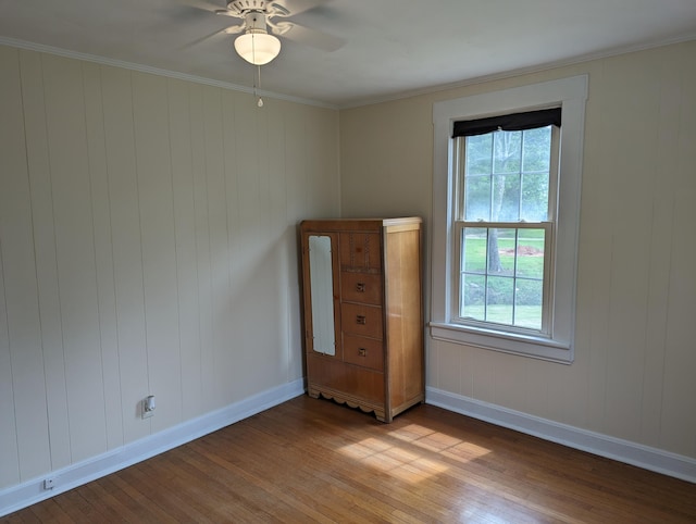 150 Harvey St, Rocky Mount, VA 24151 - spare room with hardwood / wood-style floors, baseboards, a ceiling fan, and ornamental molding