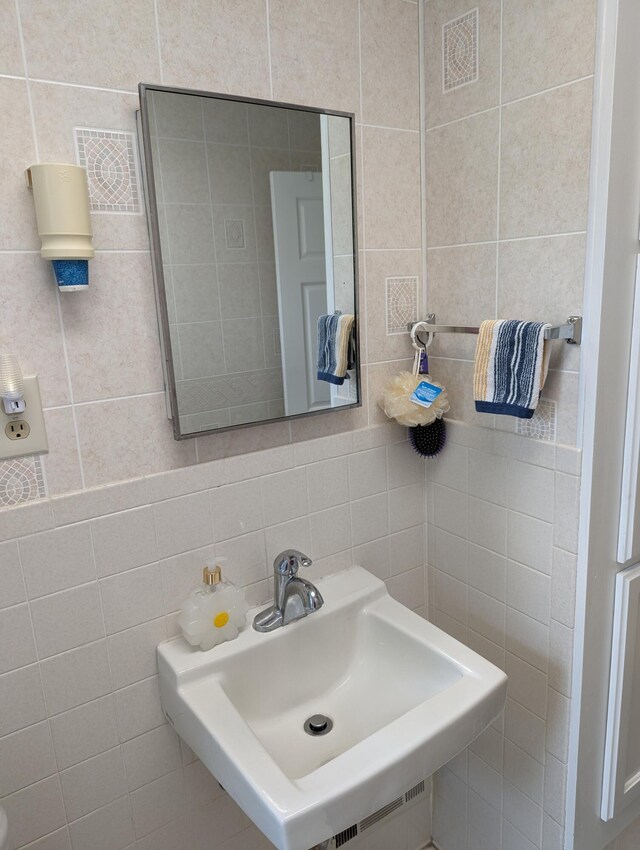 150 Harvey St, Rocky Mount, VA 24151 - bathroom with tile walls and a sink