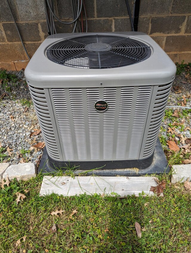 150 Harvey St, Rocky Mount, VA 24151 - exterior view of central air condition unit and concrete block siding